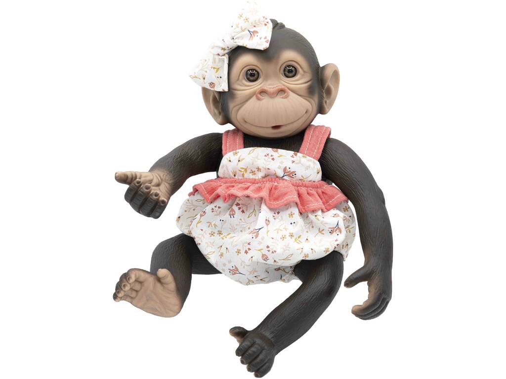 Macaco Reborn com Pelele Laranja 35 cm. Rosa Toys 5001