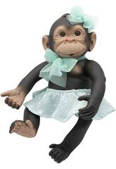 Macaco Reborn com Lao de Tul Verde 35 cm. Rosa Toys 5004