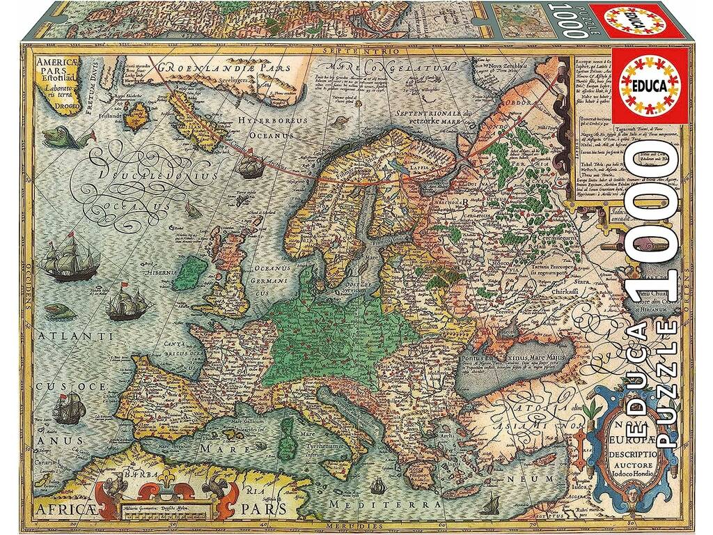 Puzzle 1000 Mappa d'Europa di Educa 19624