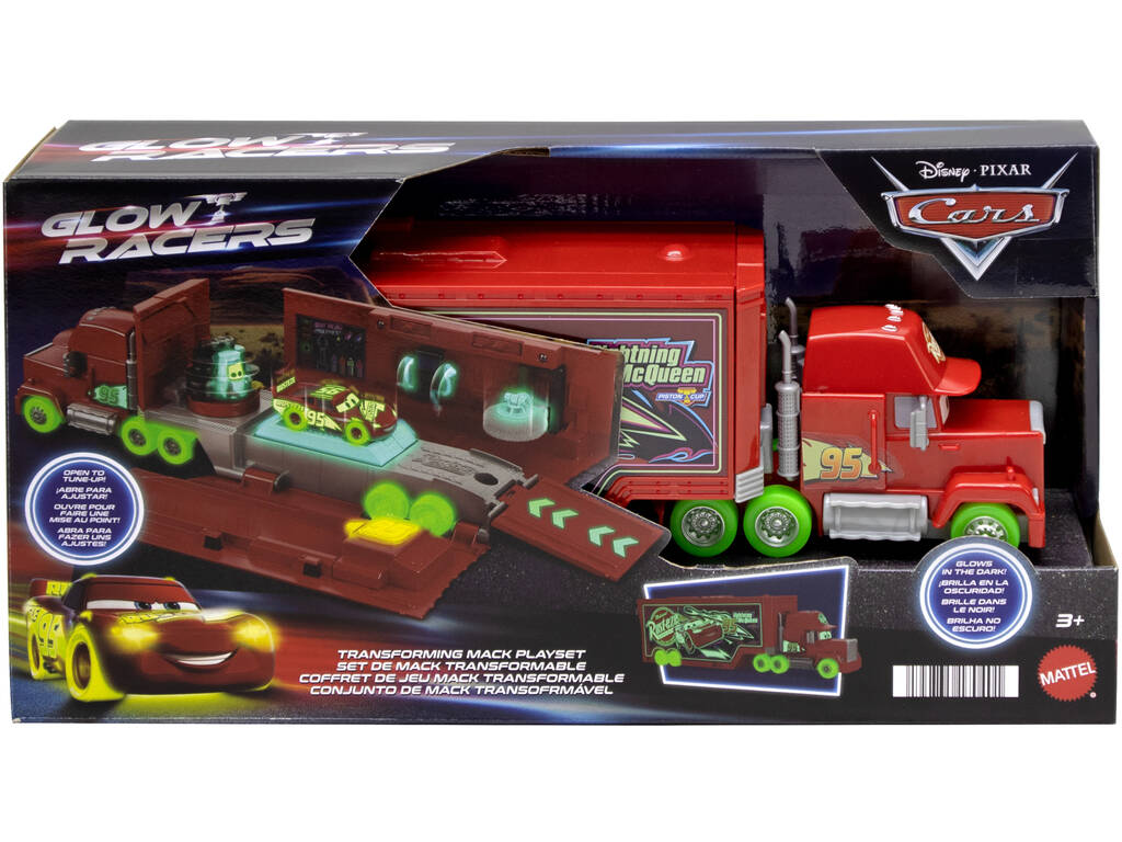 Cars Glow Racers Verwandelbares Mack-Set Mattel HPX76
