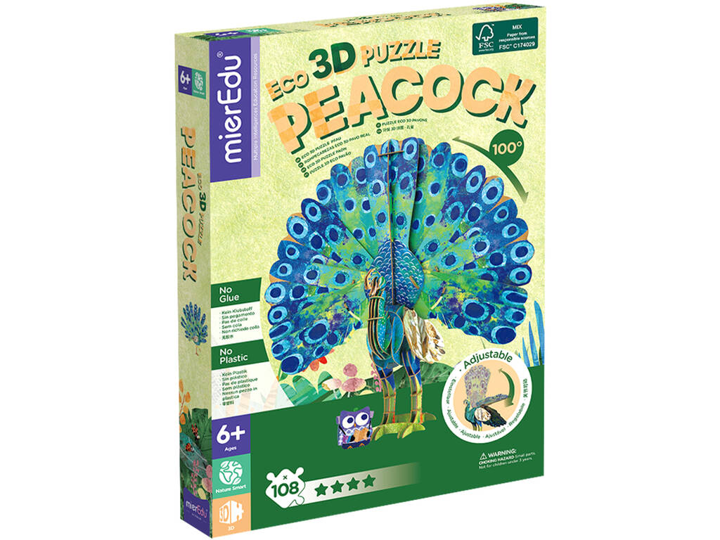 Puzzle 3D Eco Pavo Real Mier Edu ME4213