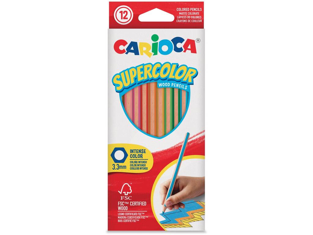 Scatola 12 matite in legno Carioca Supercolor di Carioca 43391