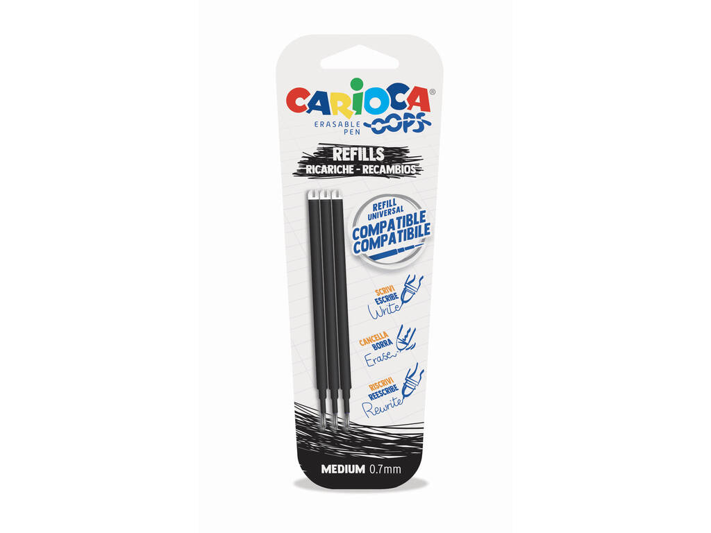 Carioca OOPS Stylo à bille noir avec recharges Carioca 43041/01