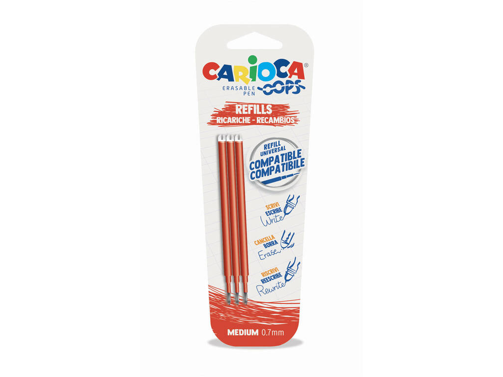 Carioca OOPS Stylo à bille rouge avec recharges Carioca 43041/03