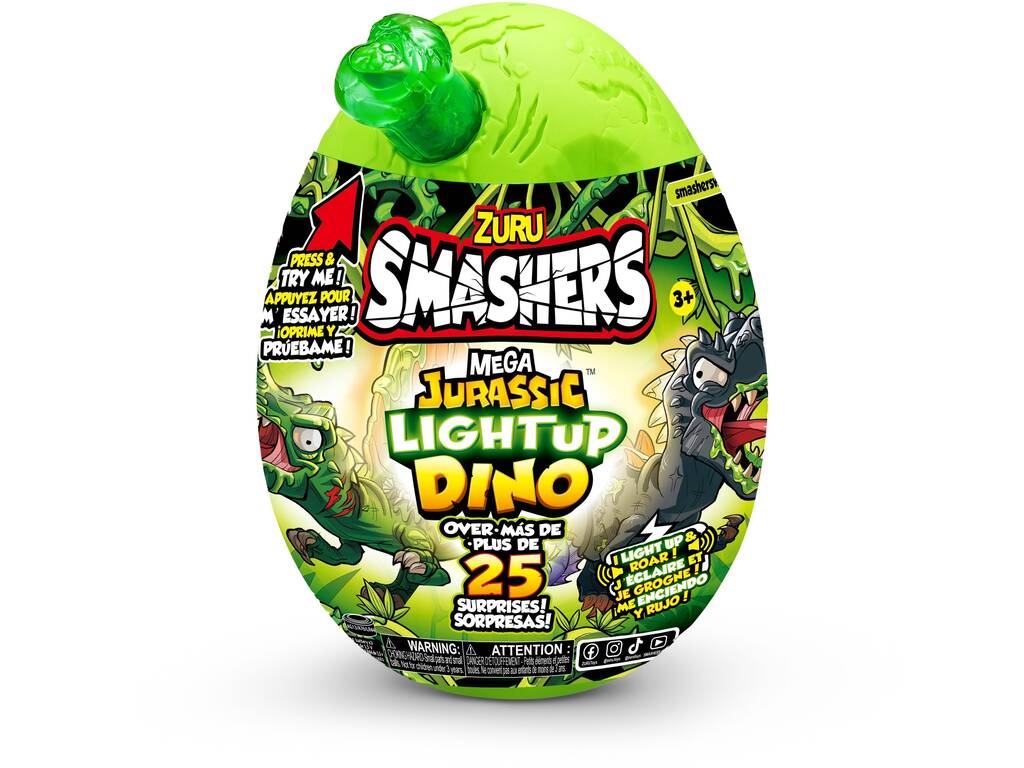Zuru Smashers Huevo Sorpresa Mega Jurassic Lightup Dino Bizak 62367418