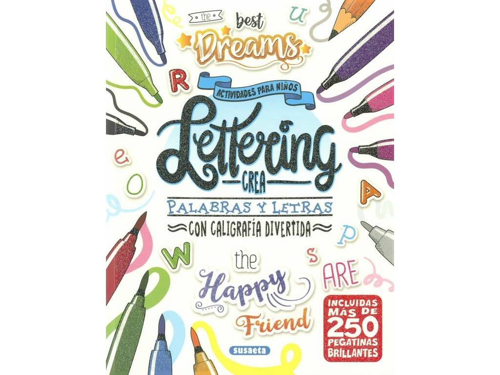 Libro Lettering con adesivi Crea parole e lettere