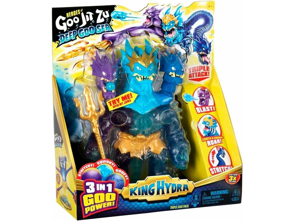 Héroes de Goo Jit Zu - Figura de King Hydra del Deep Goo Sea con triple  ataque 3 en 1 del poder de Goo. ¡También emite sonido de batalla y luz! 