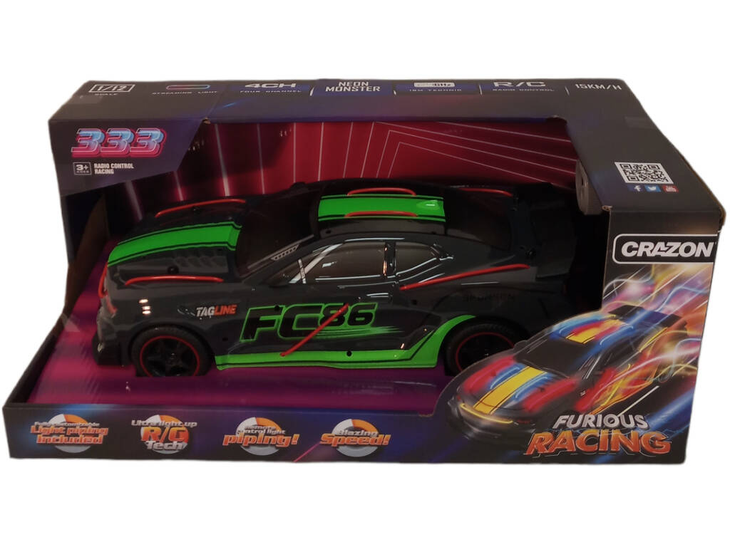 Auto radiocomandata Neon Monster verde 1:12