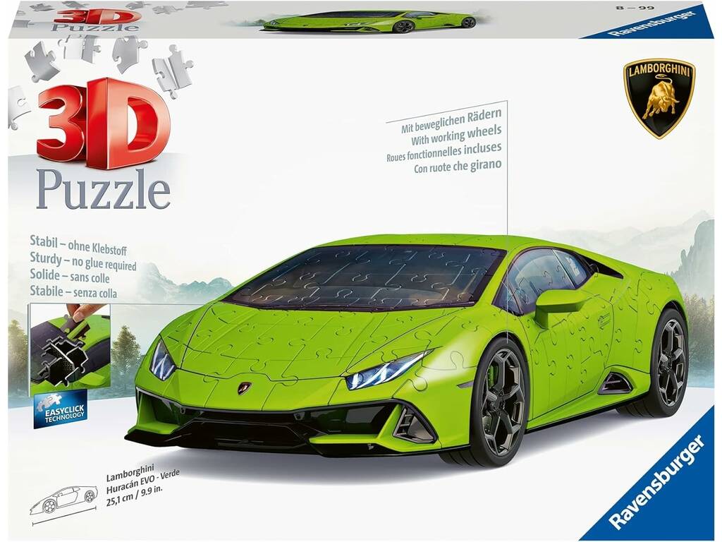 Puzzle 3D Lamborghini huracan evo verde Ravensburger 11559