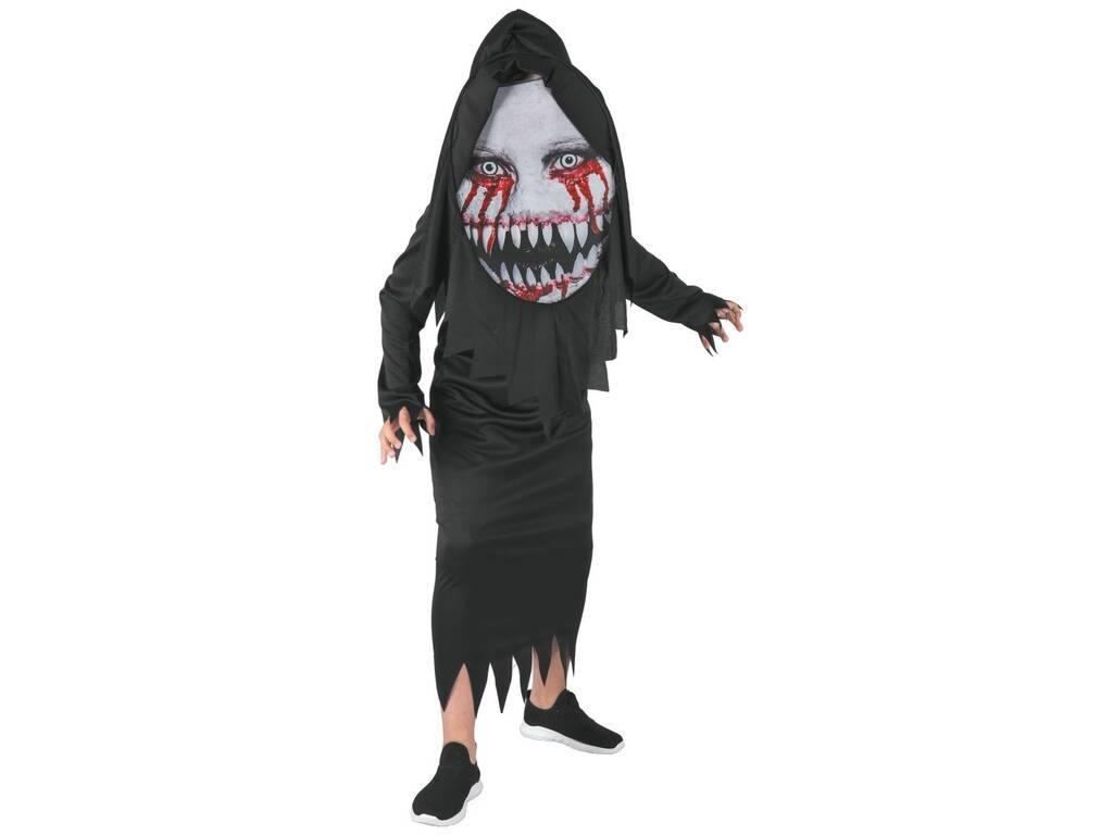 Dämonen-Tunika-Kostüm mit bedruckter Kapuze, Kindergröße M