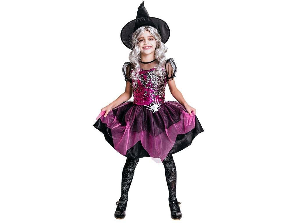 Costume de sorcière magique avec paillettes Fille Taille M