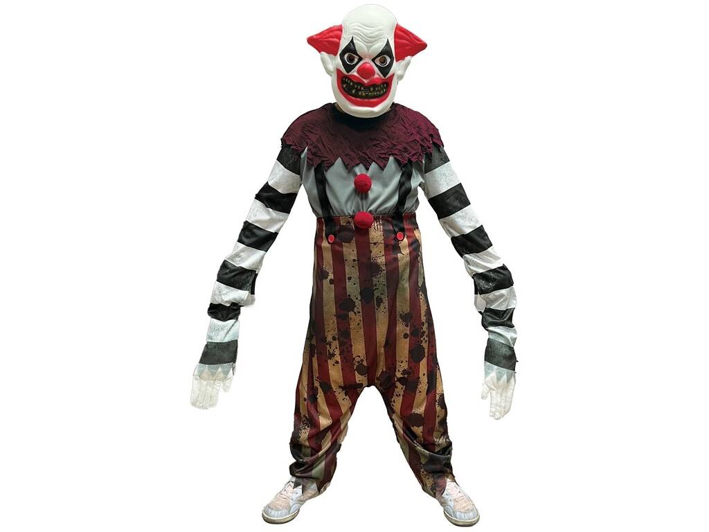 Gruseliger Clown-Kostüm mit langen Armen für Kinder, Größe XL