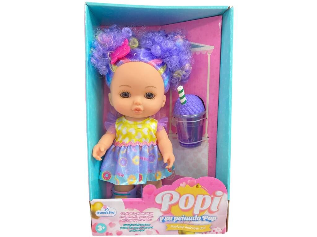 25 cm große Popi-Puppe. mit lila Eiscreme