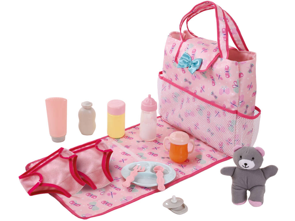 Borsa fasciatoio per bebè con pannolino di stoffa e accessori