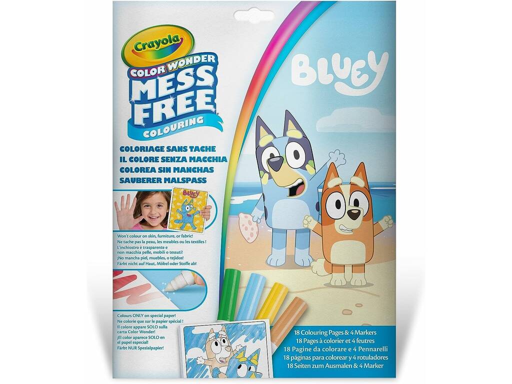 Bluey Colore sem Manchas da Crayola com Moldes e 4 Marcadores