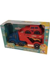 Kinder-Truck 32 cm blau mit Anhnger mit Auto 14,5 cm und LKW 10,5 cm