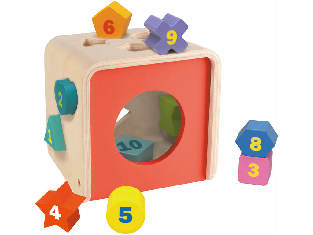 Cubo di forme e numeri in legno