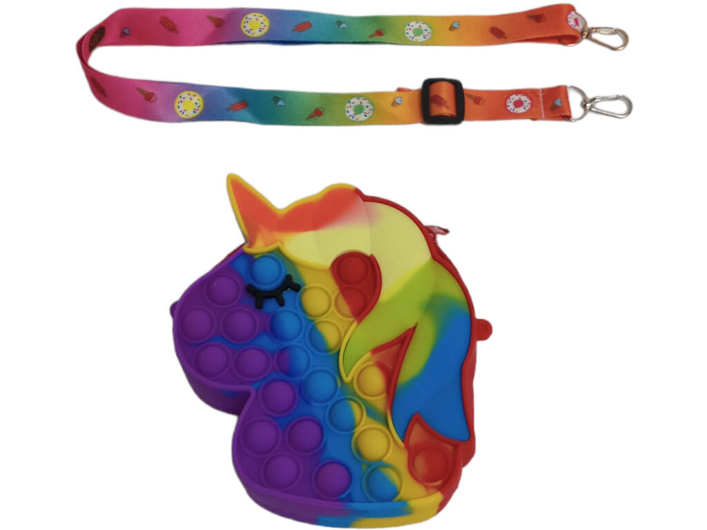 Mehrfarbige Einhorn-Pop-It-Tasche aus Silikon