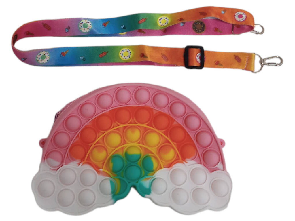 Pop-It-Tasche aus mehrfarbigem Silikon in Regenbogenfarben