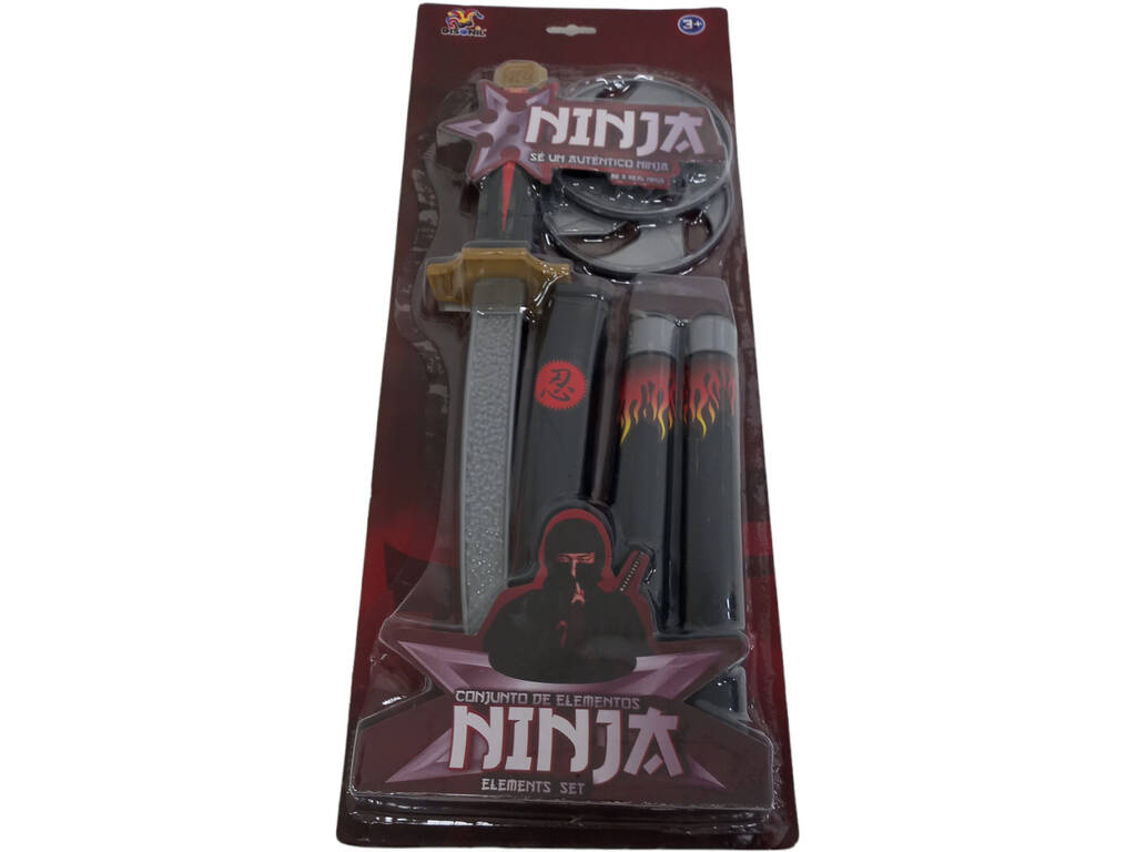 Ninja-Waffenset mit Nunchakus und Katana von 35 cm.