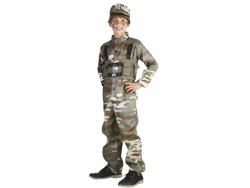 Kinder-Soldaten-Kostüm im Tarnmuster, Größe S
