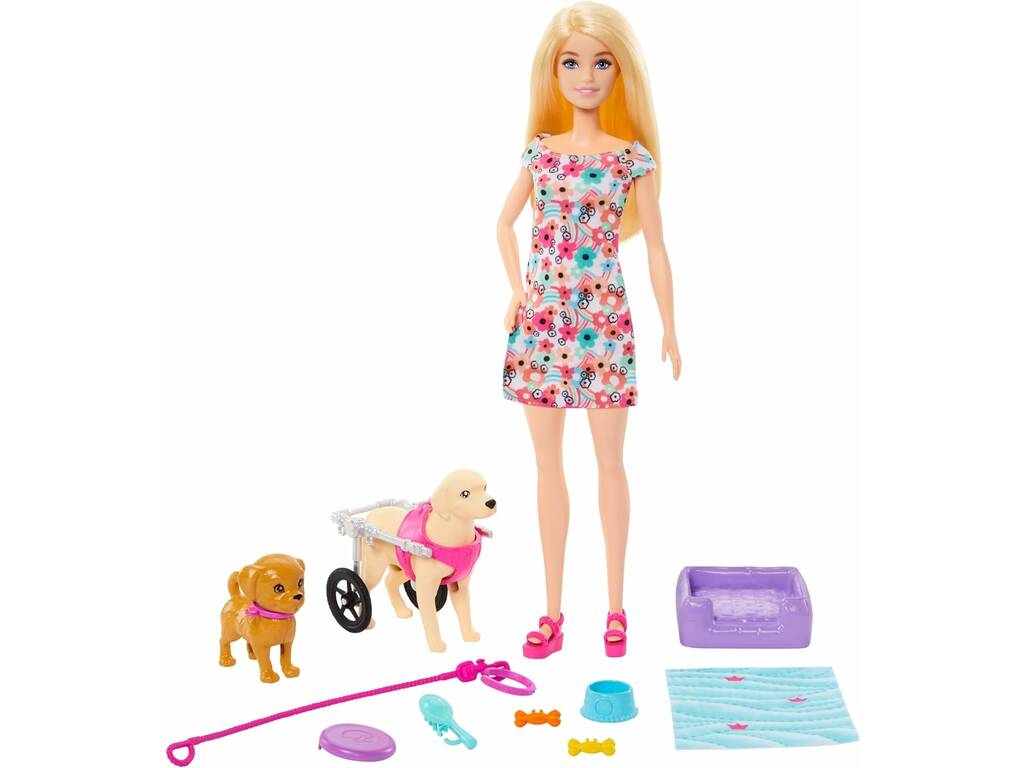 Barbie Paseadora De Perro Con Silla De Ruedas de Mattel HTK37