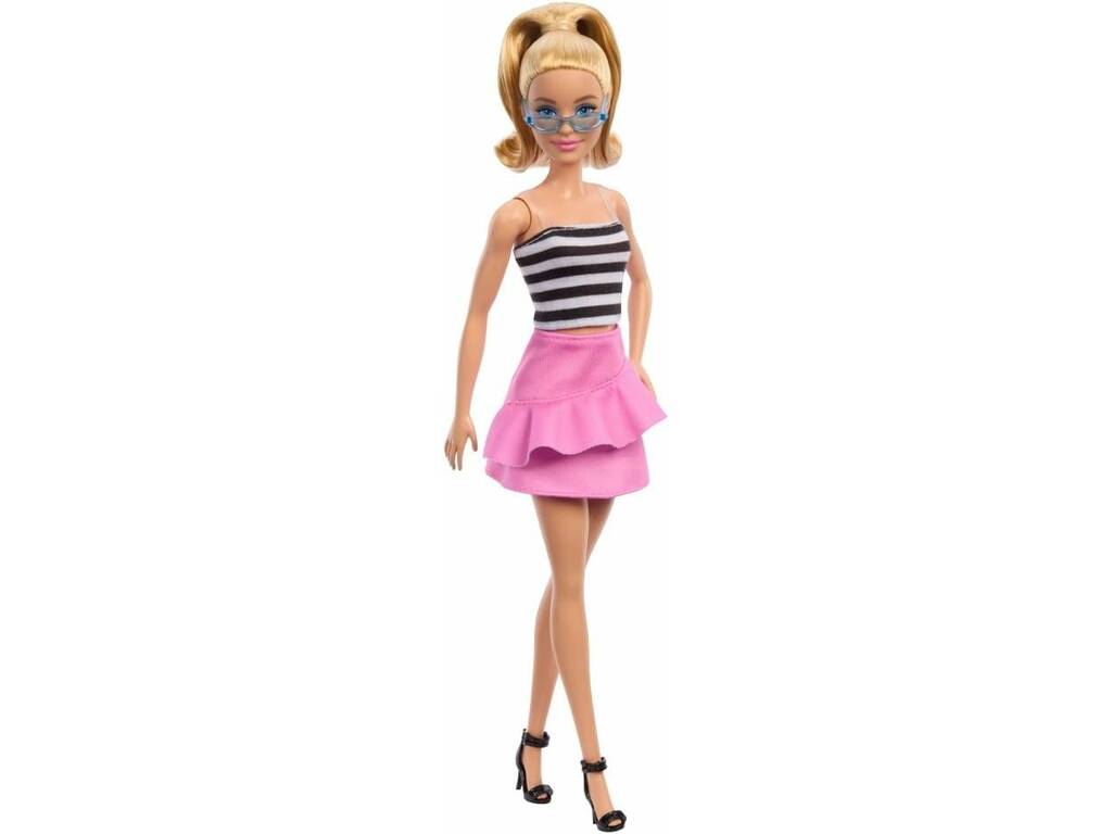 Barbie Fashionista Top rayé avec jupe rose par Mattel HRH11