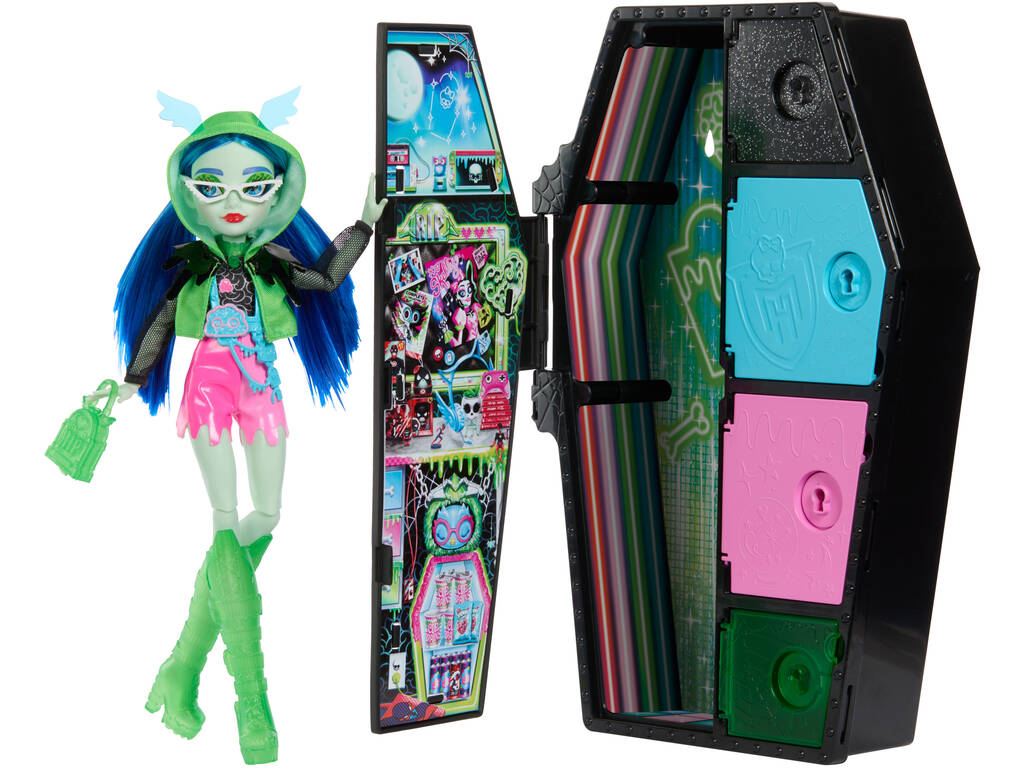 Monster High Skulltimate Secrets Neon Frights Muñeca Ghoulia Yelps Mattel HNF81