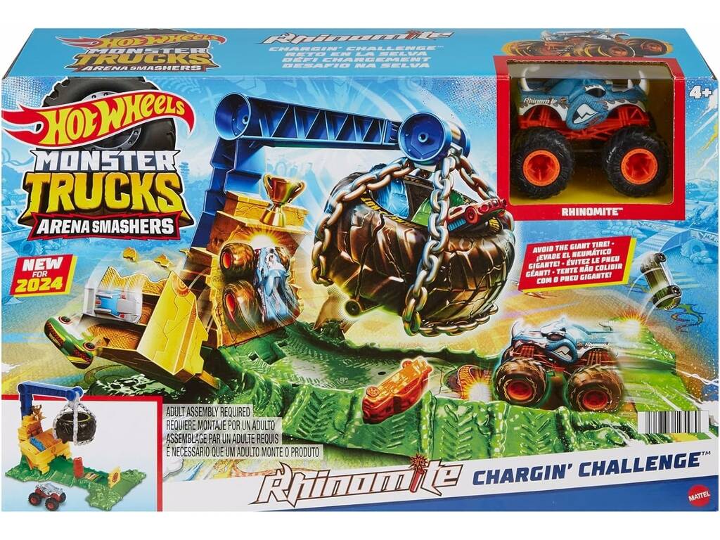 Hot Wheels Monster Trucks Arena Smashers Rhinomite Challenge Mattel HTP18