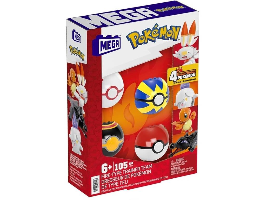 Pokémon Mega Equipo de Entrenador de Fuego Mattel HTJ06