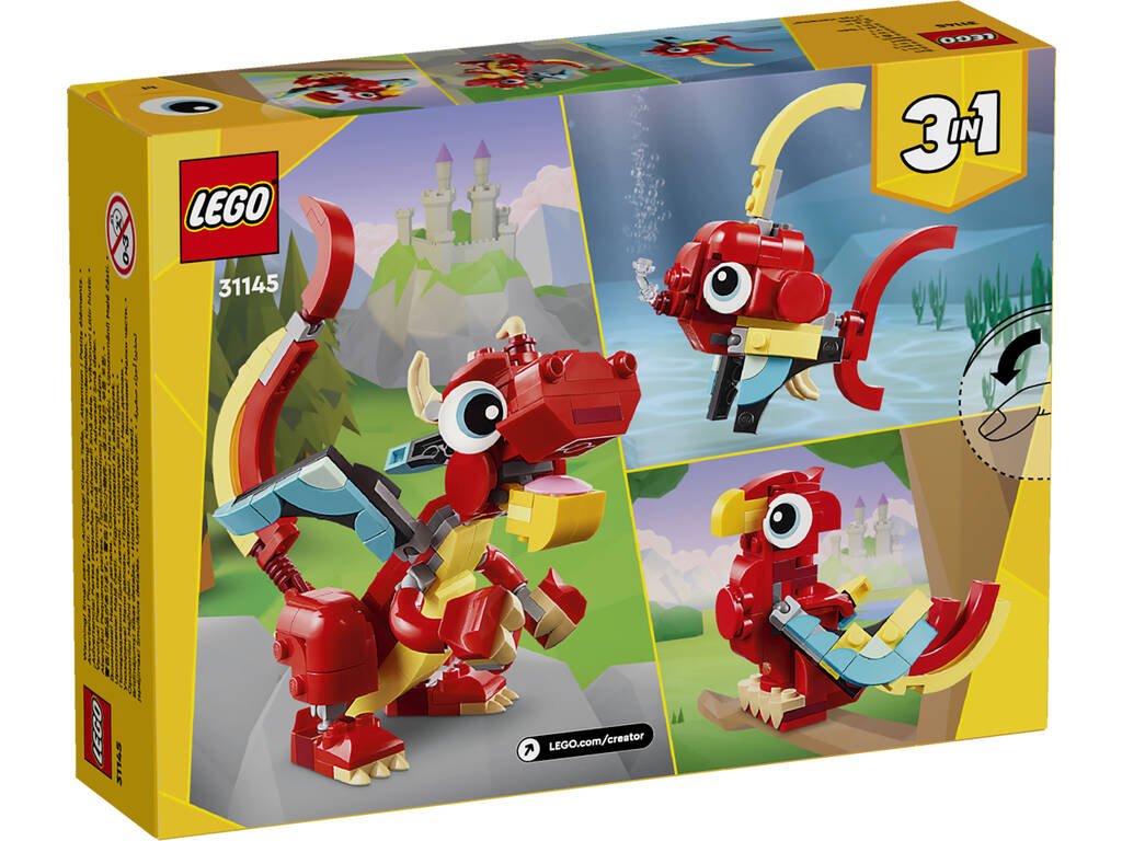 Lego Creator 3 in 1 Drago Rosso 31145