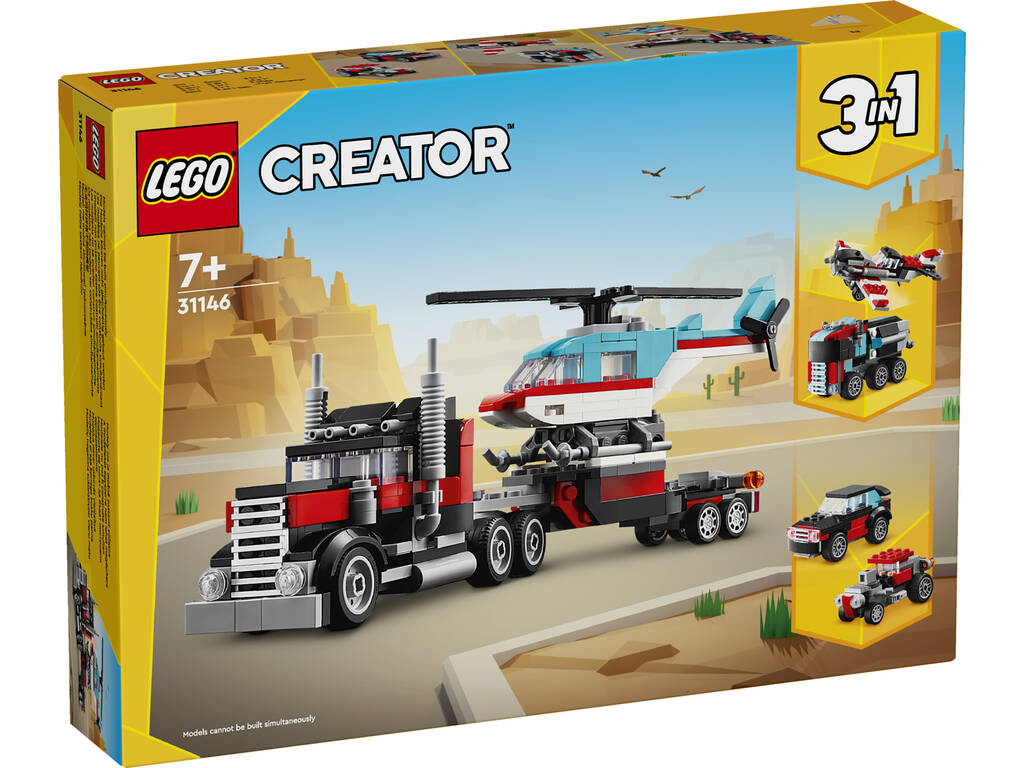 Lego Creator 3 em 1 Caminhão Plataforma com Helicóptero 31146