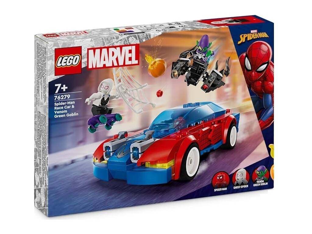 Lego Marvel Spiderman carro de Corridas do Spiderman e do Duende Verde Venomizado 76279