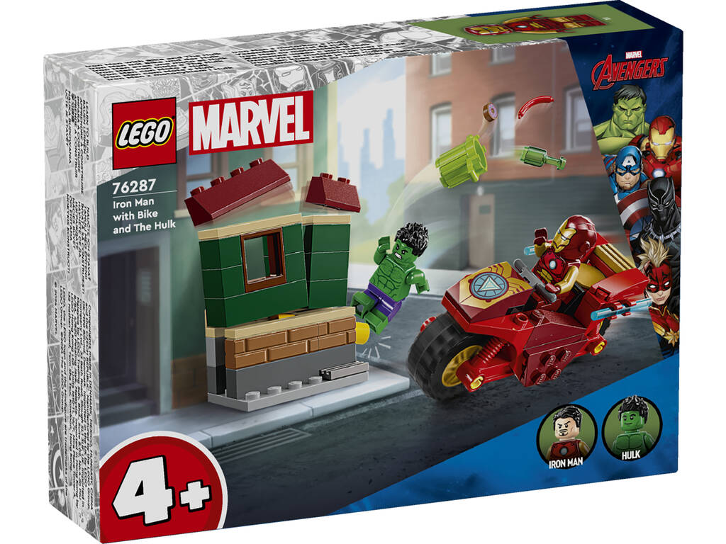 Lego Marvel Iron Man com Moto e Hulk 76287