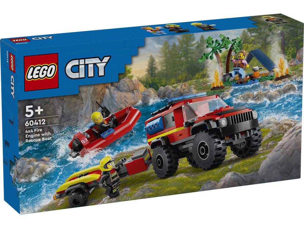 Lego City Caminhão de Bombeiros 4x4 com Barco de Resgate 60412