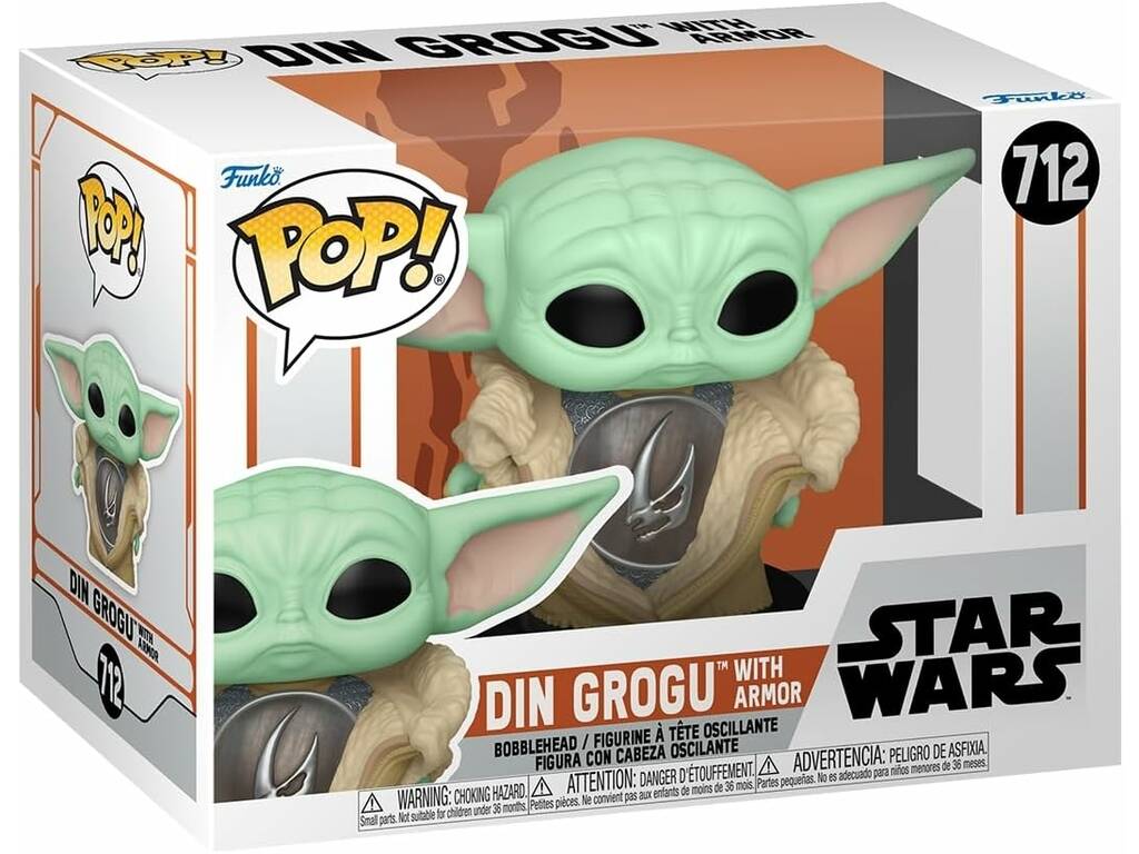 Funko Pop Star Wars Din Grogu Figure avec armure et tête pivotante 80004