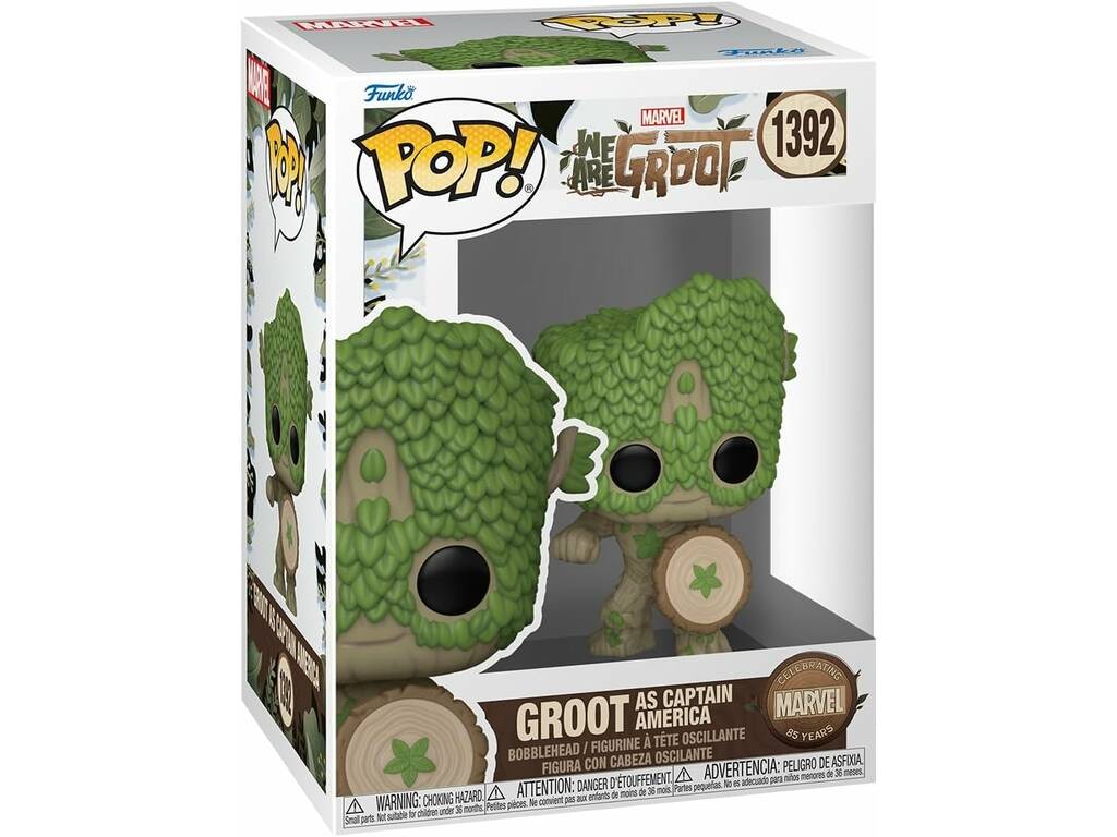 Funko Pop Marvel We Are Groot Figura Groot come Capitan America con testa Oscillante 79515