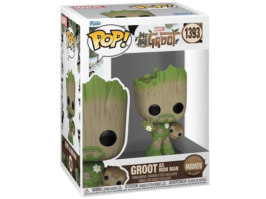 Funko Pop Marvel We Are Groot Figura Groot como Homem de Ferro com Cabeça Oscilante 79516