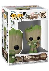 imagen Funko Pop Marvel We Are Groot Figura Groot como Iron Man con Cabeza Oscilante 79516