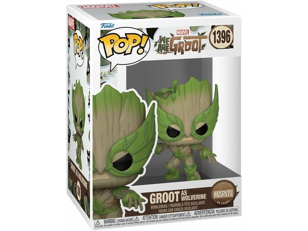 Funko Pop Marvel We Are Groot Figura Groot como Lobezno con Cabeza Oscilante 79519