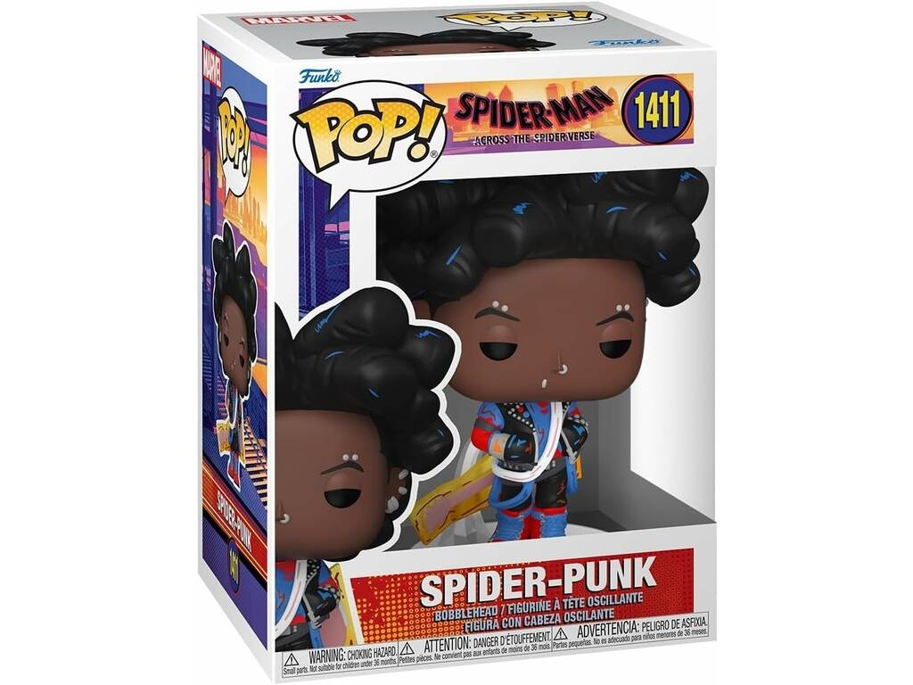 Funko Pop Spider-Man Across The Spider-Verse Figure Spider-Punk avec tête pivotante 82649