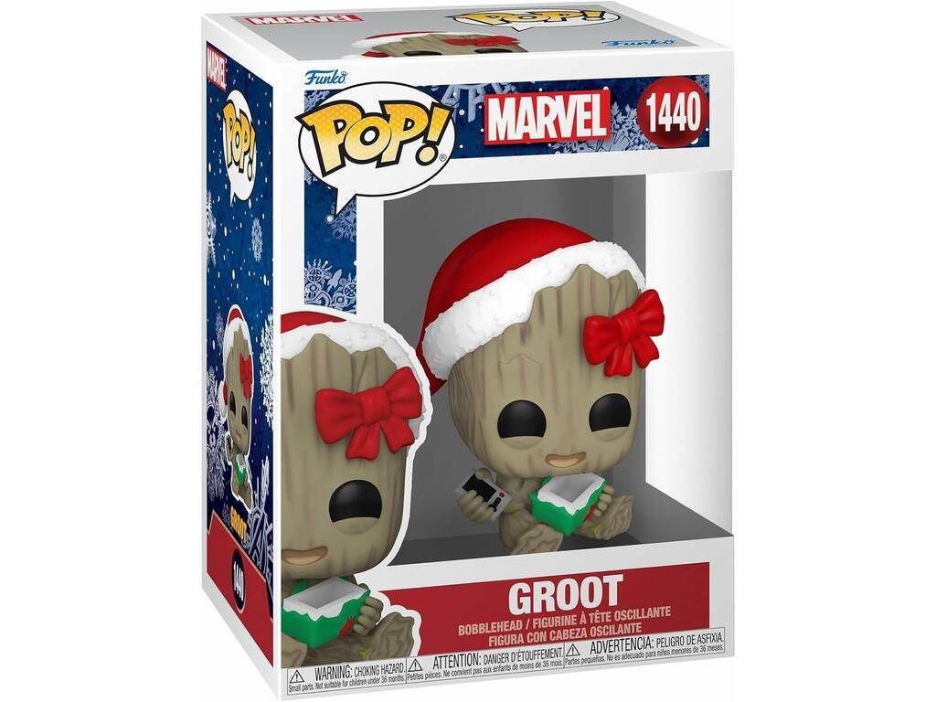 Funko Pop Marvel Figura Baby Groot Navideño con Cabeza Oscilante 80033