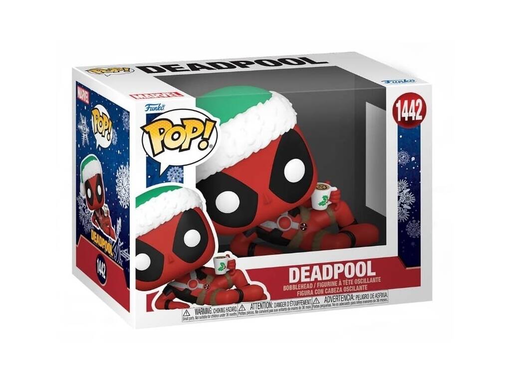 Funko Pop Marvel Figura Deadpool Navideño con Cabeza Oscilante 80035