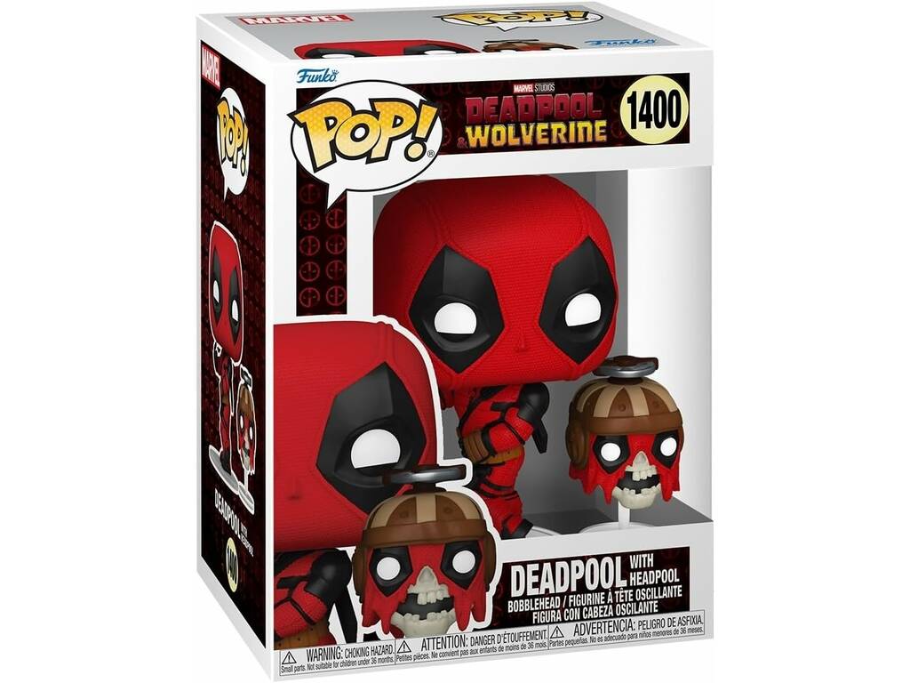 Funko Pop Deadpool & Wolverine Figura di Deadpool con testa oscillante e Headpool 79768