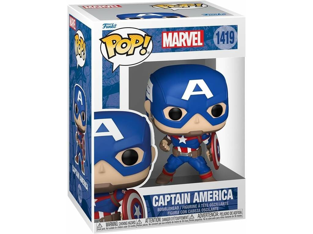 Funko Pop Marvel Figura di Capitan America con testa oscillante 82497