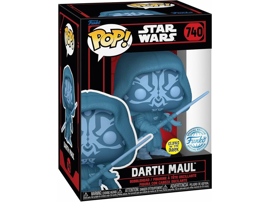 Funko Pop Star Wars Darkside Figura Dath Maul Brillo en la Oscuridad con Cabeza Oscilante