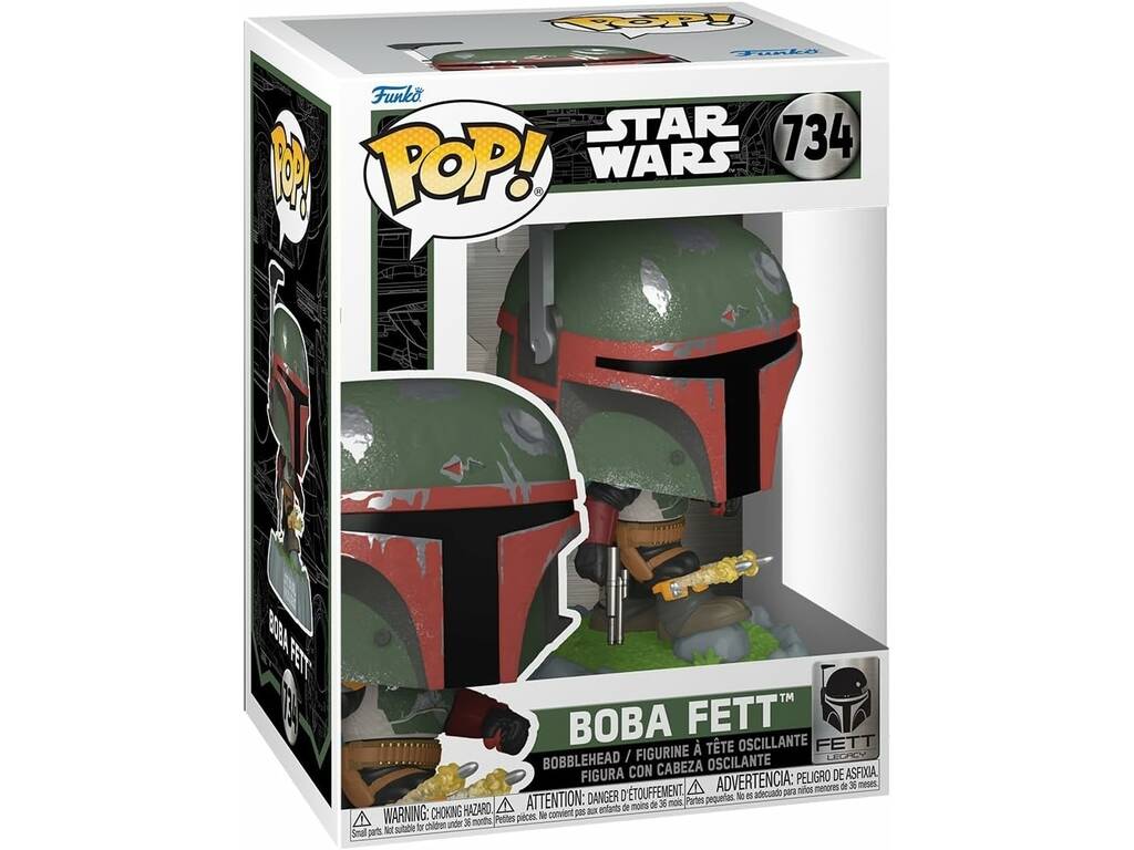 Funko Pop Star Wars Fett Legacy Figur Boba Fett mit schwenkbarem Kopf und Raketenwerfer 82722