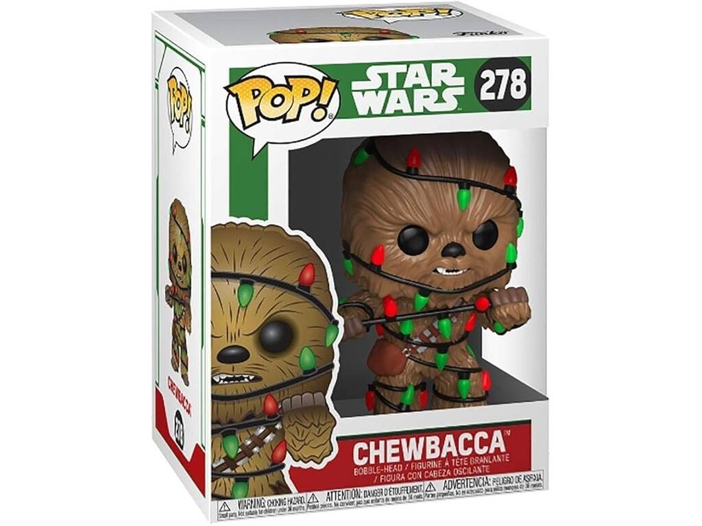 Funko Pop Star Wars Figura Chewbacca Navideño con Cabeza Oscilante