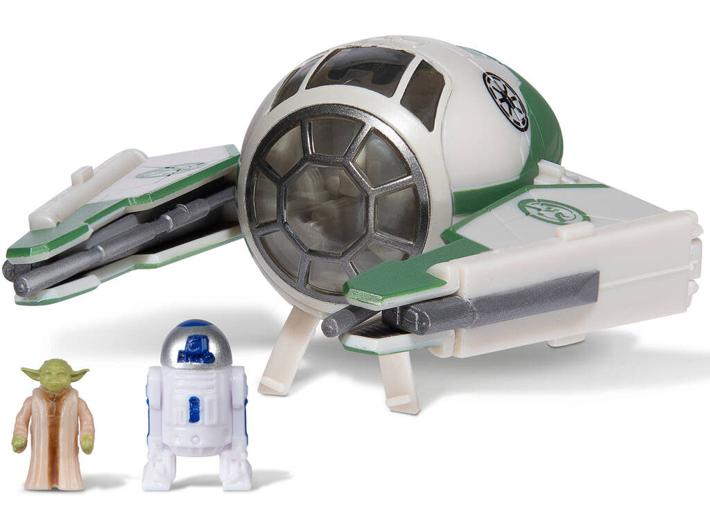 Star Wars Micro Galaxy Squadron Jedi Starfighter con Figura Yoda y R2-D2 Bizak 62610008