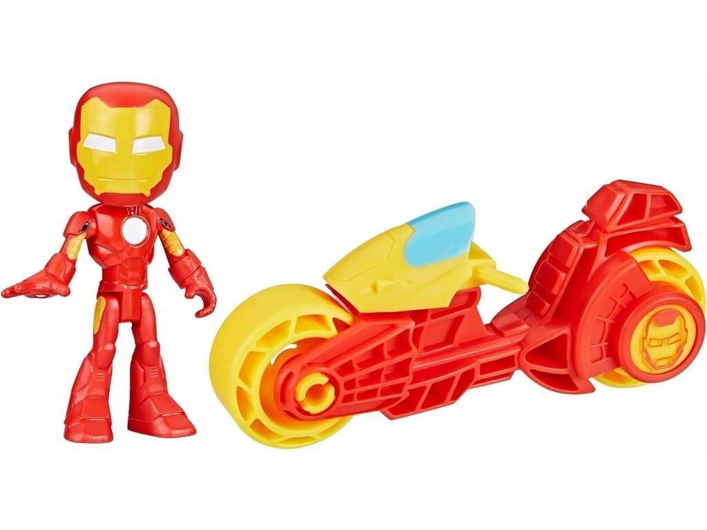 Marvel Spidey And His Amazing Friends Figura Iron Man com Moto Hasbro F9346